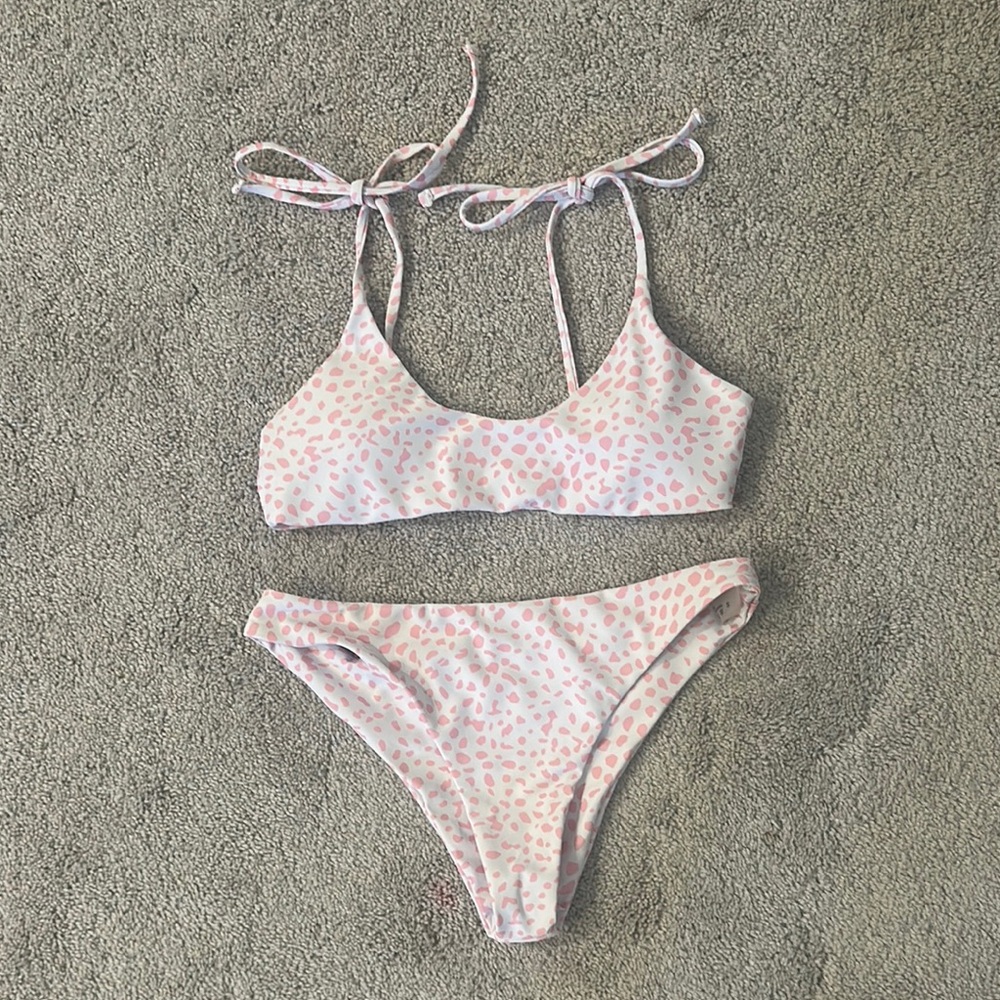 Pink and White Bikini Set